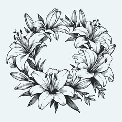 Adobe Illustrator Artwork
wreath of flowers, leaves
black and white vector frame illustration
set of decorative elements of plants background 