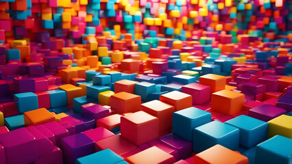 Abstract Colorful Cube Pattern Wallpaper
