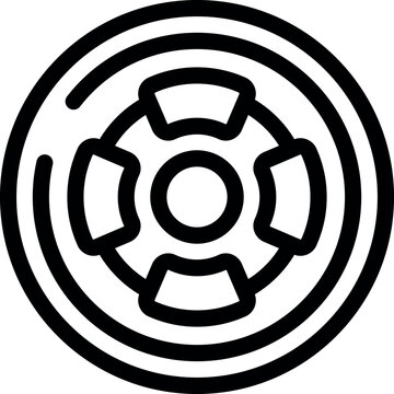 recommend clip art: Simple line art of a car brake disc being inspected for worn rotor