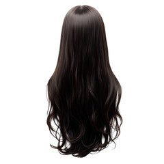 Fototapeta premium Long, wavy, dark brown hair isolated on white background, beauty concept