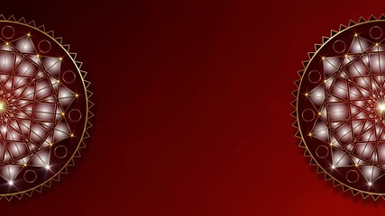 Animation of Luxury mandalas background with gold frame in arabesque pattern Arabic style. Motion Graphics Video Sacred Geometry Rotating, elegant dark red fluid Background and copy space for you text