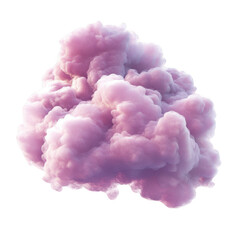 Fototapeta premium Fluffy pink cloud isolated on white background, illuminated and textured