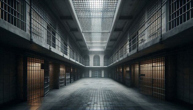 Prison interior. Jail cells