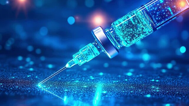 World polio day vaccine awareness - illuminated syringe against futuristic background