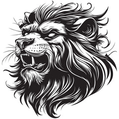 Lion Head Tattoo Vector Illustration