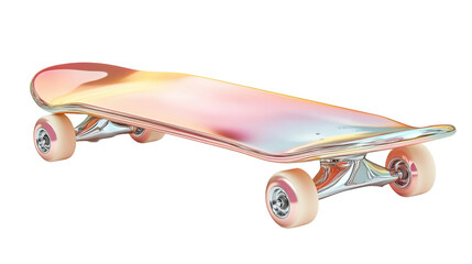 Iridescent skateboard design for digital media and sports enthusiasts - transparent background png