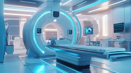 Obraz premium Futuristic high-tech medical laboratory and treatment room.