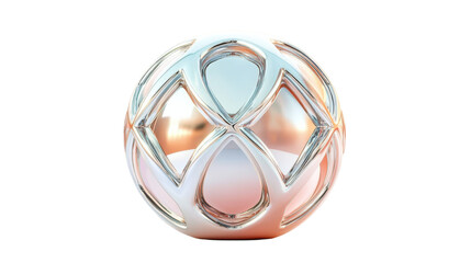 Spring elegance: glossy spherical sculpture with intricate lattice design - transparent background png