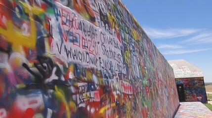 Fototapeta premium Urban Warfare: Graffiti-Tagged Wall as a Symbol of Gang Territory and Violence