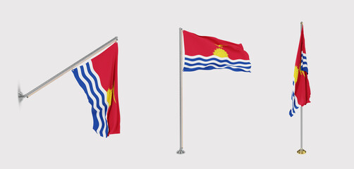 The flag of Kiribati has a transparent background and three flags of different styles.