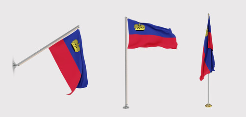 The flag of Liechtenstein has a transparent background and three flags of different styles.