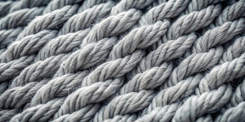 Fototapeta premium A close-up abstract texture of a tightly woven gray rope with a soft, fuzzy surface, creating a tactile and calming visual experience.