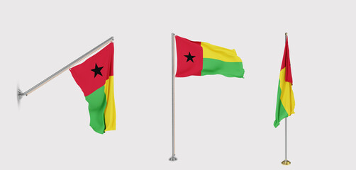 The flag of Guinea-Bissau has a transparent background and three flags of different styles.