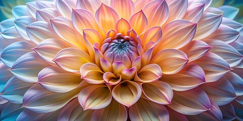 Obraz premium A delicate bloom unfolds with soft hues of pastel pink, creamy white, and golden yellow, showcasing nature's elegant artistry in a vibrant display.