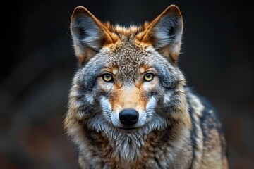 Fototapeta premium Majestic Wolf in Natural Habitat Portrait - Wildlife Photography for Print or Poster Design