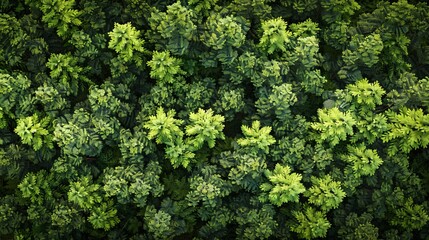 Naklejka premium Top-down view of a vibrant, young forest during summer.
