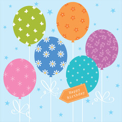 birthday greeting card with cute balloon design