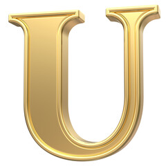 Gold U Font 3D Render © Graphic123