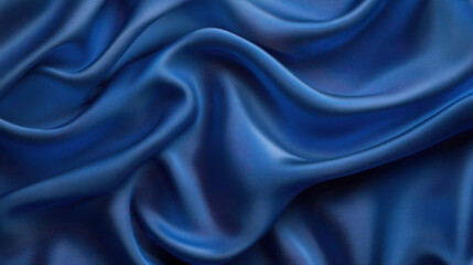 Obraz premium Elegant blue satin fabric draping softly, showcasing luxurious texture and rich color