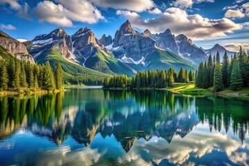 Immerse yourself in nature with stunning landscapes featuring majestic peaks and serene lakes in all seasons.