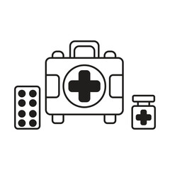 First aid kit icon vector on white background