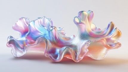 Obraz premium Vibrant abstract iridescent form a stunning 3d render of fluid shapes and colors