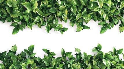 Fototapeta premium Bright green leaves forming a border around an empty space in the center, perfect for text.
