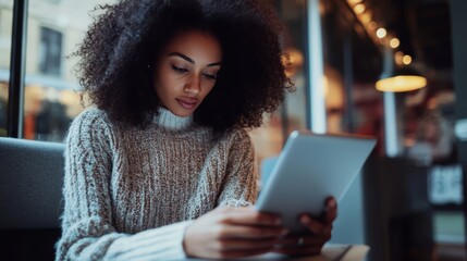 Woman engaged with digital news on smartphone and laptop  staying informed and connected