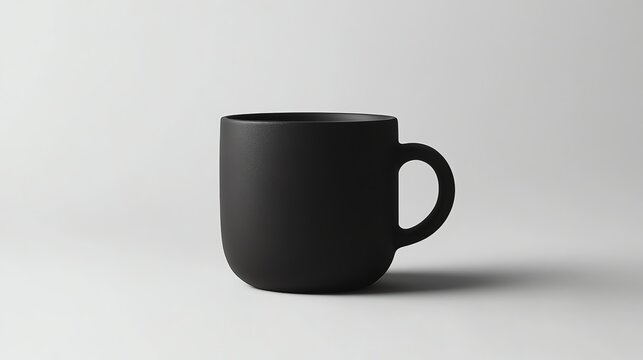 A black mug on a white background.