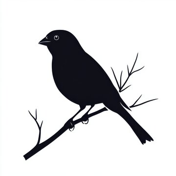recommend clip art: Silhouette vector illustration of a canary, on white background, 2d flat illustration, suitable for music-themed logos, birdwatching guides, and pet shop branding.