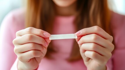 Close up of woman skillfully applying a nicotine patch for contraceptive use on her skin