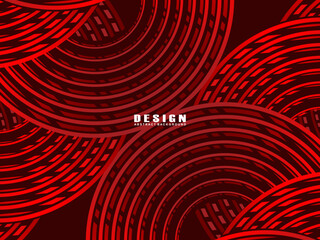 Abstract red glowing geometric lines on dark red background. Modern shiny red circle lines pattern. Futuristic technology concept, perfect for covers, posters, banners, brochures, websites, etc.
