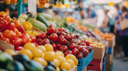Farmer's Market with a Local Farmer Selling Fresh Produce to Customers