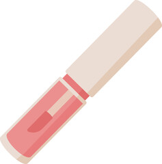 Woman applying lip gloss, a beauty cosmetic product in flat cartoon graphic style. Concept of skincare, makeup, and beauty, suitable for fashion, hygiene, and bodycare themes.