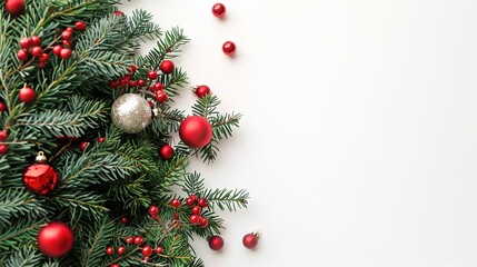 christmas background with christmas branches and decorations