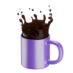 coffee splash in mug isolated on a white background. 3d render