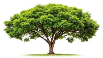 Isolated tamarind tree on white background with clipping path aerial view
