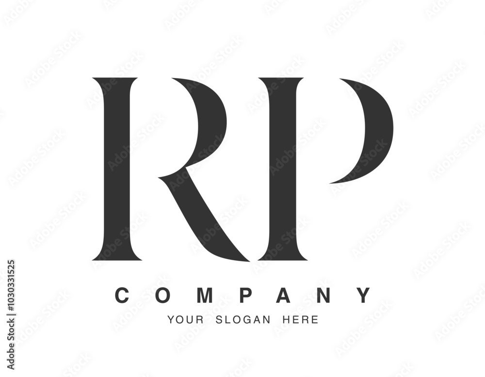 Fototapete rp logo design. initial letter r and p serif font style. creative classic company name typography. t