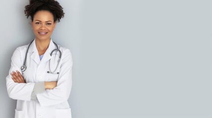 doctor woman with stethoscope on white background