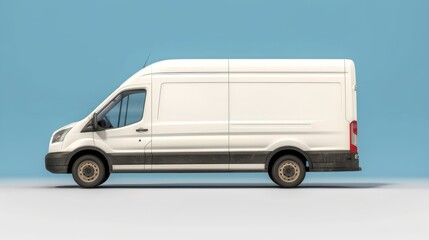 van minibus on blue background for advertising and branding