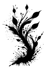 Abstract black and white pattern. For use in graphics. Minimalist illustration for printing on wall decorations . Ink stains