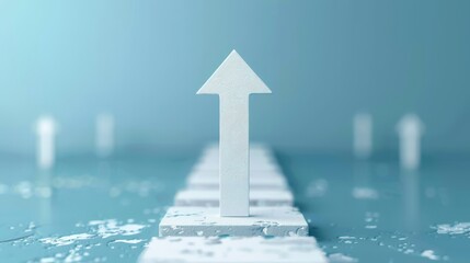 White arrow to growth success, creative concept achievement.