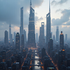 Naklejka premium Metropolitan city skyline