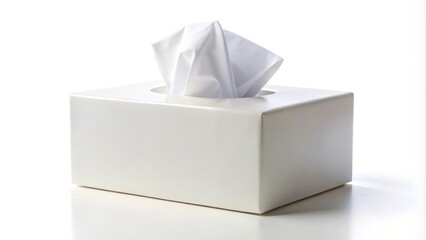 white tissue box isolated on white background low angle view