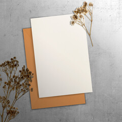 Empty white paper for copy space with flowers on the wall
