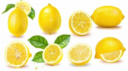 set of lemons on a white background