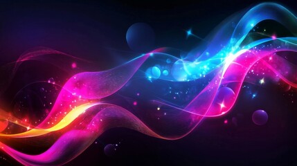 Obraz premium Vibrant neon wave pattern a colorful abstract background design for digital art and media