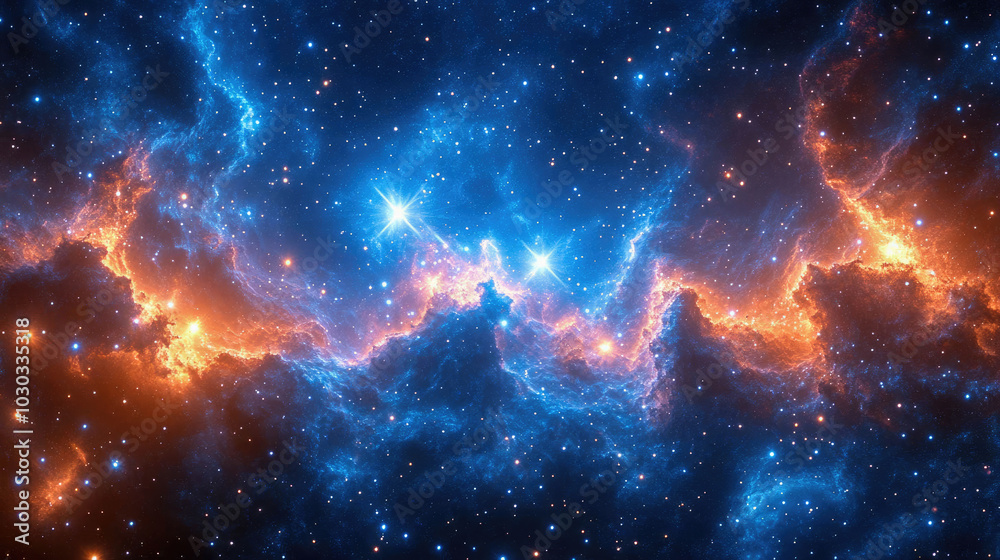 Wall mural a stunning view of a nebula in deep space. glowing clouds of gas and stars create a breathtaking cos