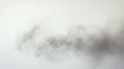 A gentle haze of smoke spreading out against a plain white background, providing an airy, almost ghostly look, perfect for abstract and creative designs.