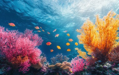 Naklejka premium Vibrant Coral Reefs: A Spectacle of Marine Life